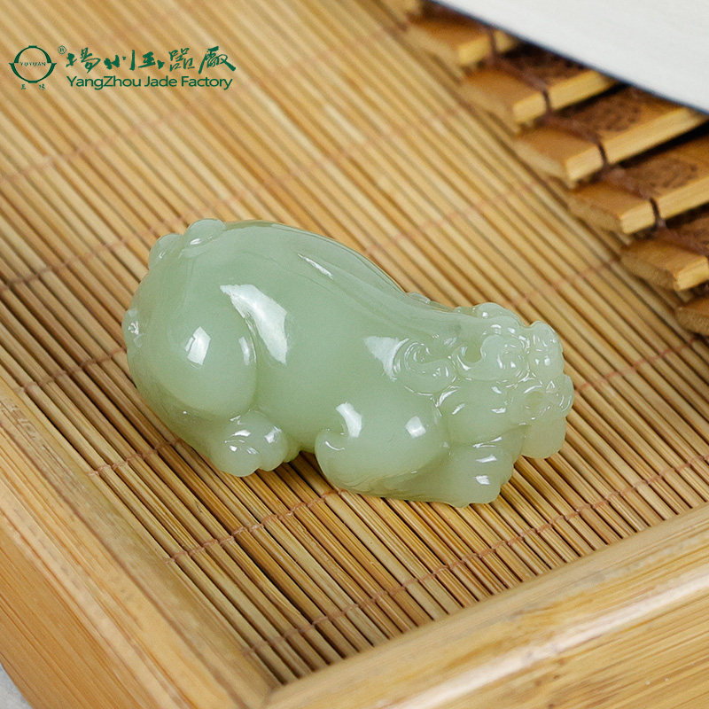 玉缘天然和田玉青海黄口料貔貅挂件吊坠扬州玉器厂油润细腻品质佳