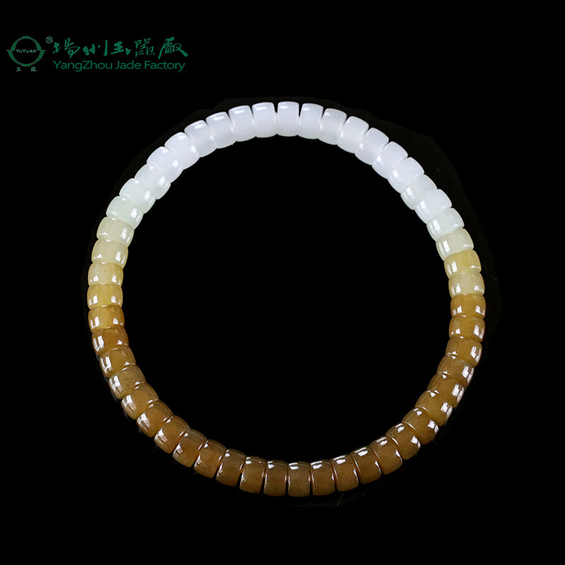 玉缘和田玉新疆且末糖白玉渐变手串链玉质细腻精致6mm女士佩戴