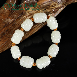 玉缘和田玉青海白玉罗汉手链手串玉质细腻雕工精美男士送爱人父亲