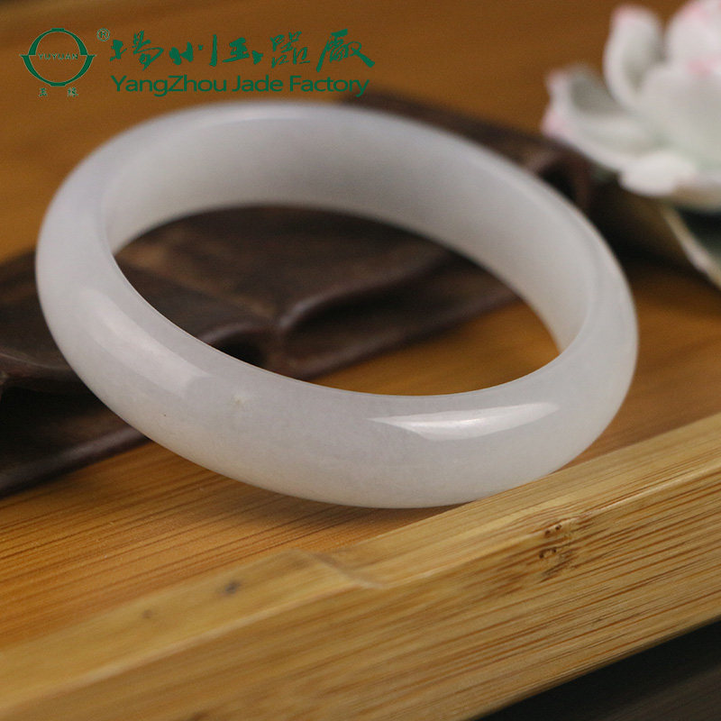 玉缘缅甸翡翠手镯圆条手镯女款送家人冰糯种底色均匀一见倾心57号