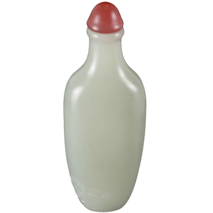 玉缘和田玉新疆和田白玉籽料鼻烟壶造型精致雕工精湛细腻大师作品