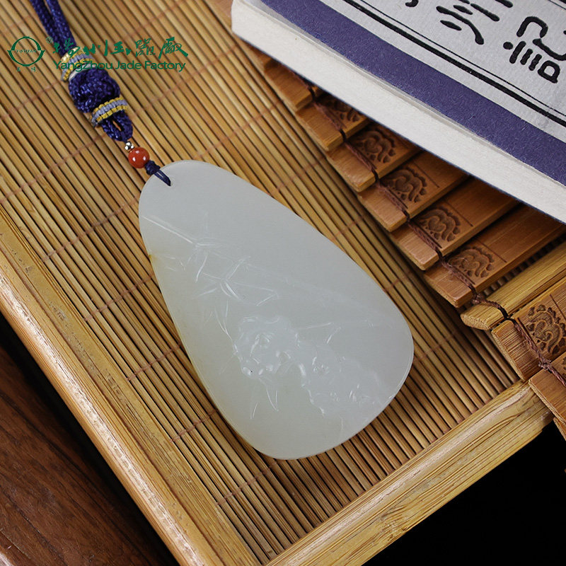 玉缘天然和田玉新疆白玉籽料节节高挂件吊坠玉牌油润细腻送礼收藏