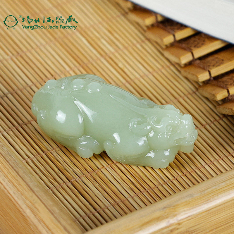 玉缘天然和田玉青海黄口料貔貅挂件吊坠扬州玉器厂油润细腻品质佳