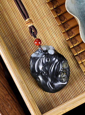 玉缘和田玉新疆和田青花独籽呱呱来财把件吊坠细腻油性足雕工好