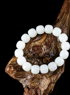 玉缘和田玉新疆金山料白玉老型珠手串链玉质细腻油性足白度好13mm