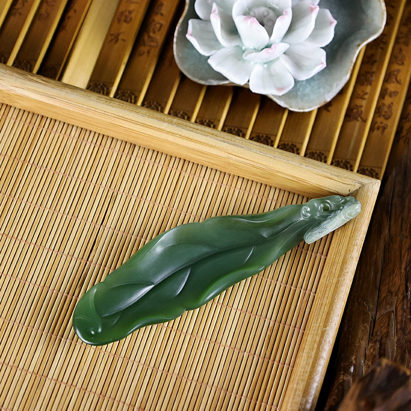 玉缘和田玉俄罗斯碧玉一鸣惊人香插玉质细腻油性足精致俏雕大师