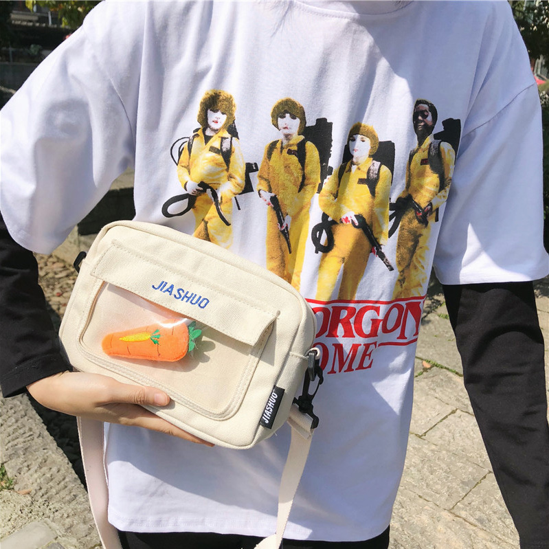 (用20元券)2019新款ins超火帆布小包包女学生可爱卡通韩版原宿单肩斜挎包女