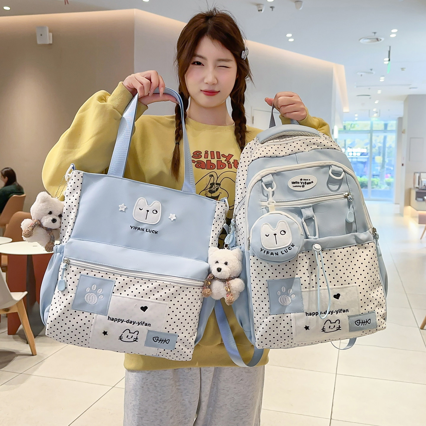 高颜值书包女2026新款初中生小学生大容量轻便双肩包高中ins背包,箱包皮具/热销女包/男包,双肩背包,淘宝优惠券,粉丝福利购,淘宝优惠卷