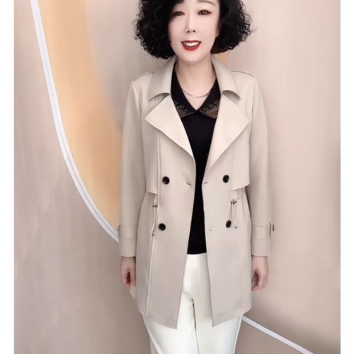 中长款抽绳连帽长袖风衣百搭休闲