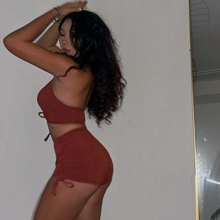 1996 heels性感辣妹带胸垫吊带紧身包臀抽绳高腰短裤舞蹈练习上衣