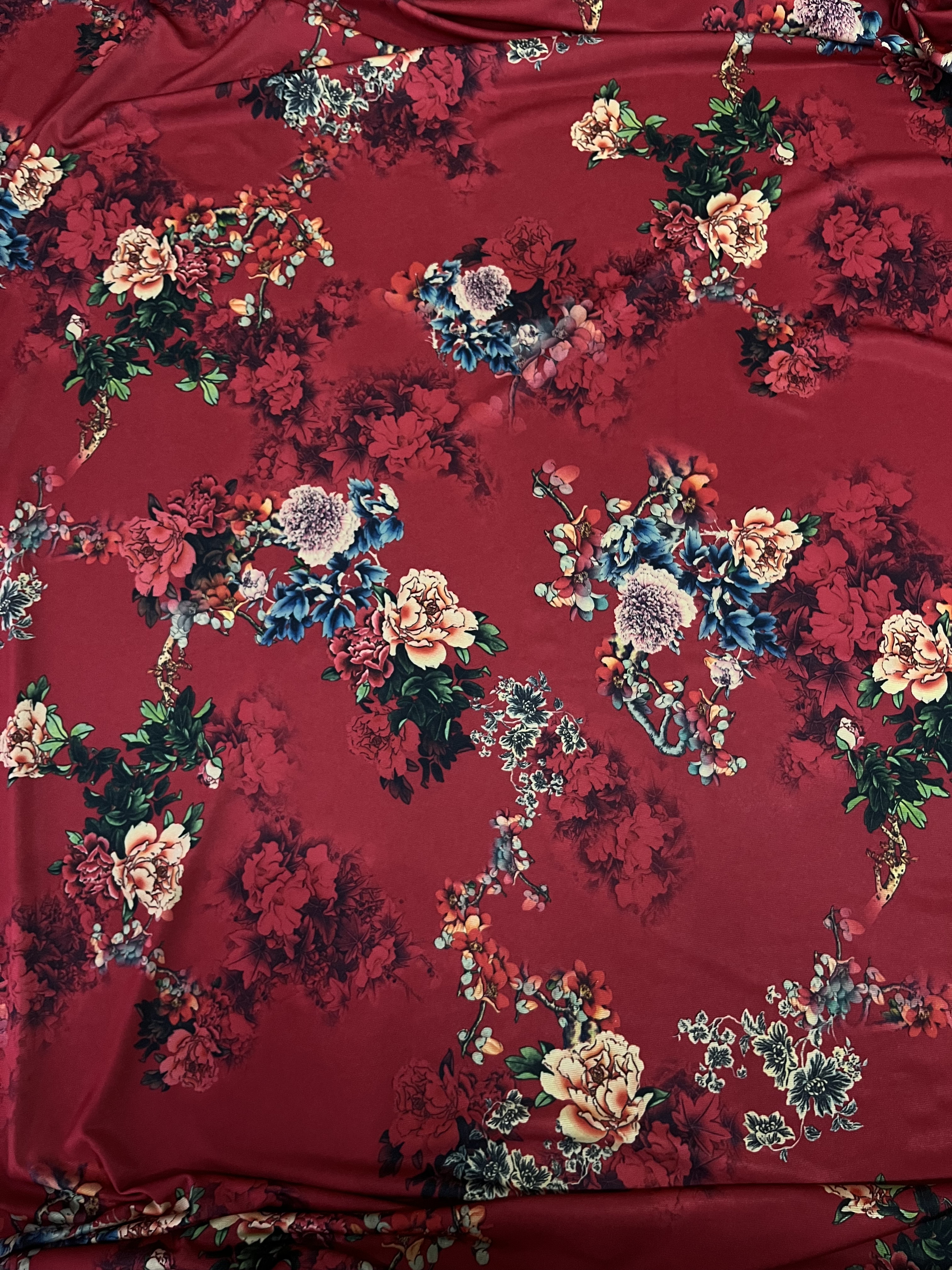 新款欧美风针织弹力印花布料高档打底连衣裙舞蹈服装手工面料