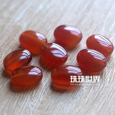 diy红玛瑙椭圆形文玩配饰散珠