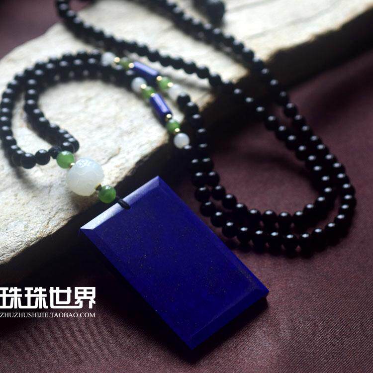 平安无事牌毛衣链青金石长款