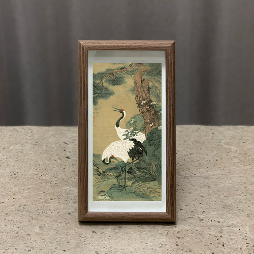 明童垲松鹤延年图摆台画挂画