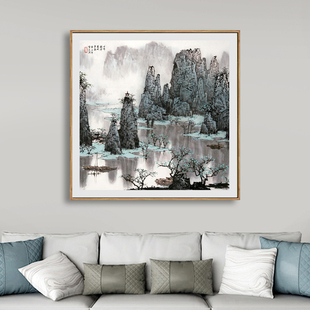 新中式千峰竞秀图山水画客厅装饰画卧室床头玄关壁画餐厅酒店挂画
