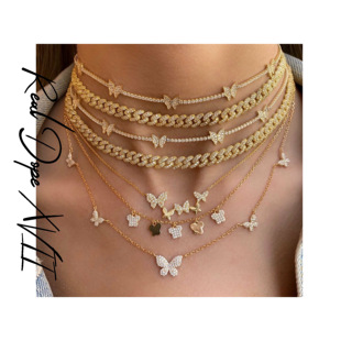 锆石满钻蝴蝶系列项圈锁骨项链 博主经典 XVII轻奢包金防敏时尚