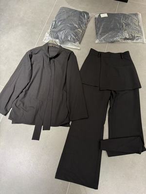 欧洲站2025秋季新款欧货时尚立领宽松百搭衬衫+高腰显瘦阔腿裤女