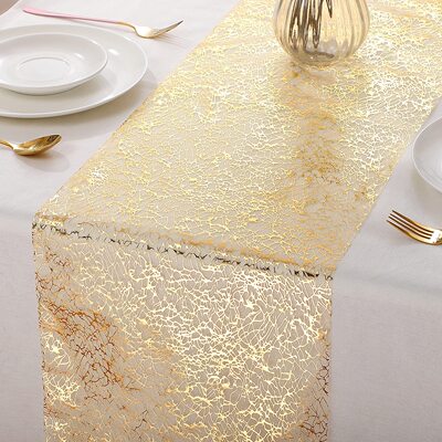 闪光金色桌旗 Sparkling Gold Table cover Mesh Gold Table Flag