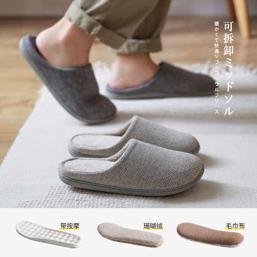 拖鞋男冬季室内居家静音日式