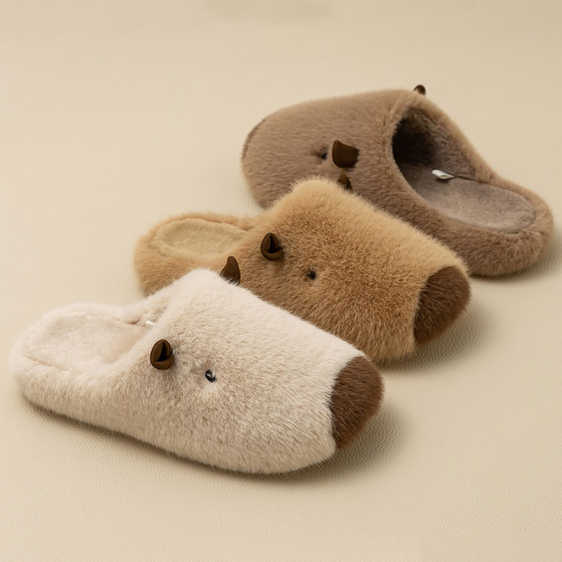 高级感毛绒棉拖鞋秋冬居家室内