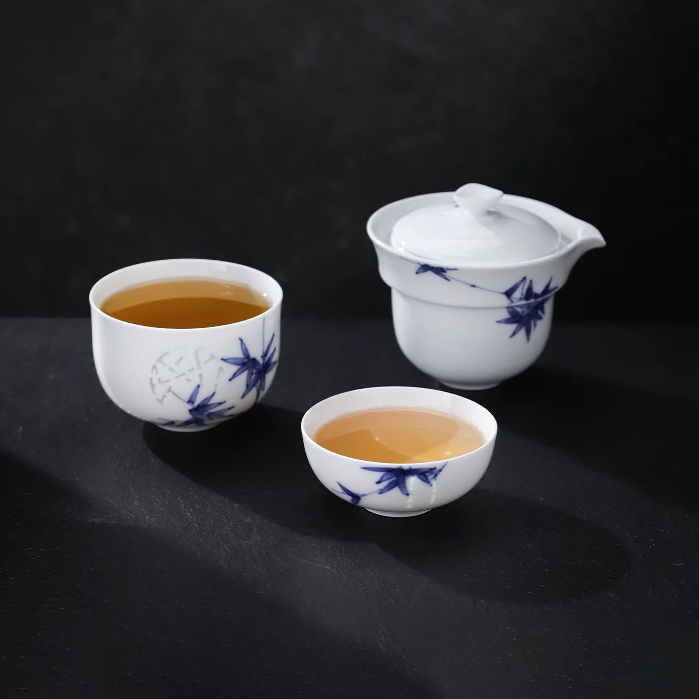 林隐士旅行茶具套装景德镇青花瓷玲珑个人旅行茶杯便携出差用茶具图片