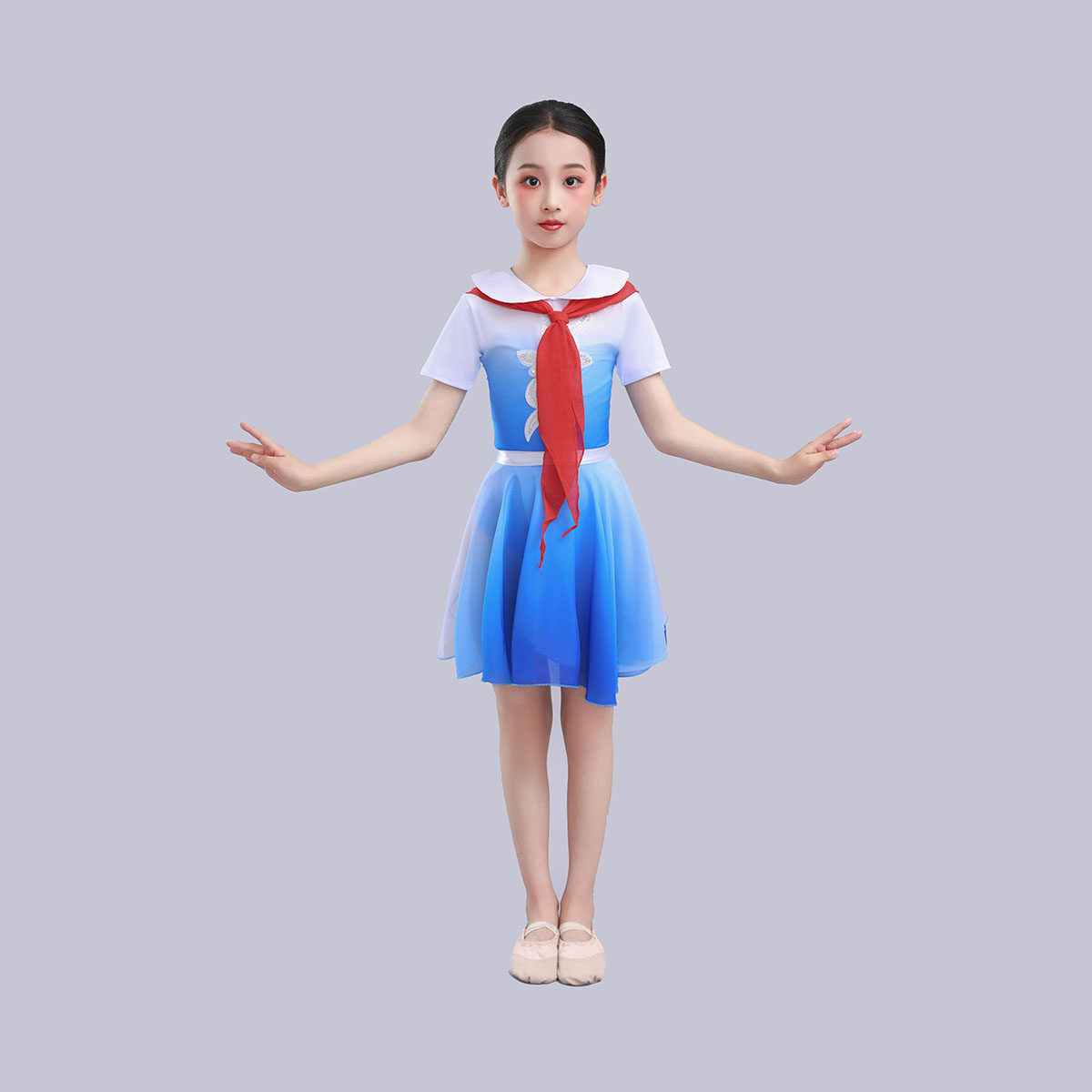 女童红领巾演出服中小学生六一儿童节大合唱舞蹈表演服蓝色