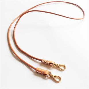 原创双勾扣手机挂绳长款斜挎加长进口真皮绳包包背带钩扣证件吊绳