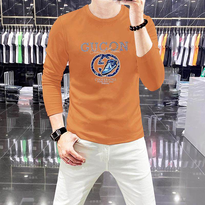 秋冬季2025新款潮牌圆领卫衣男士欧货高端潮流印花修身长袖打底衫,男装,T恤,淘宝优惠券,粉丝福利购,淘宝优惠卷