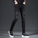 黑色破洞牛仔裤 补丁痞帅弹力男士 男2025新款 秋冬季 修身 小脚裤 裤 子