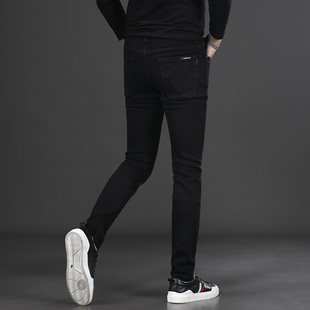 高端钻石黑牛仔裤男款秋冬季修身小脚2025新款弹力休闲男士长裤子