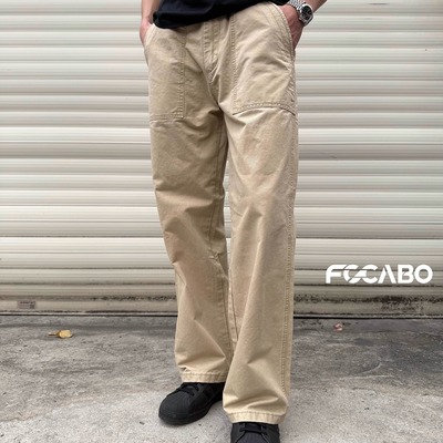 FOCABO立体大口袋做旧直筒工装裤