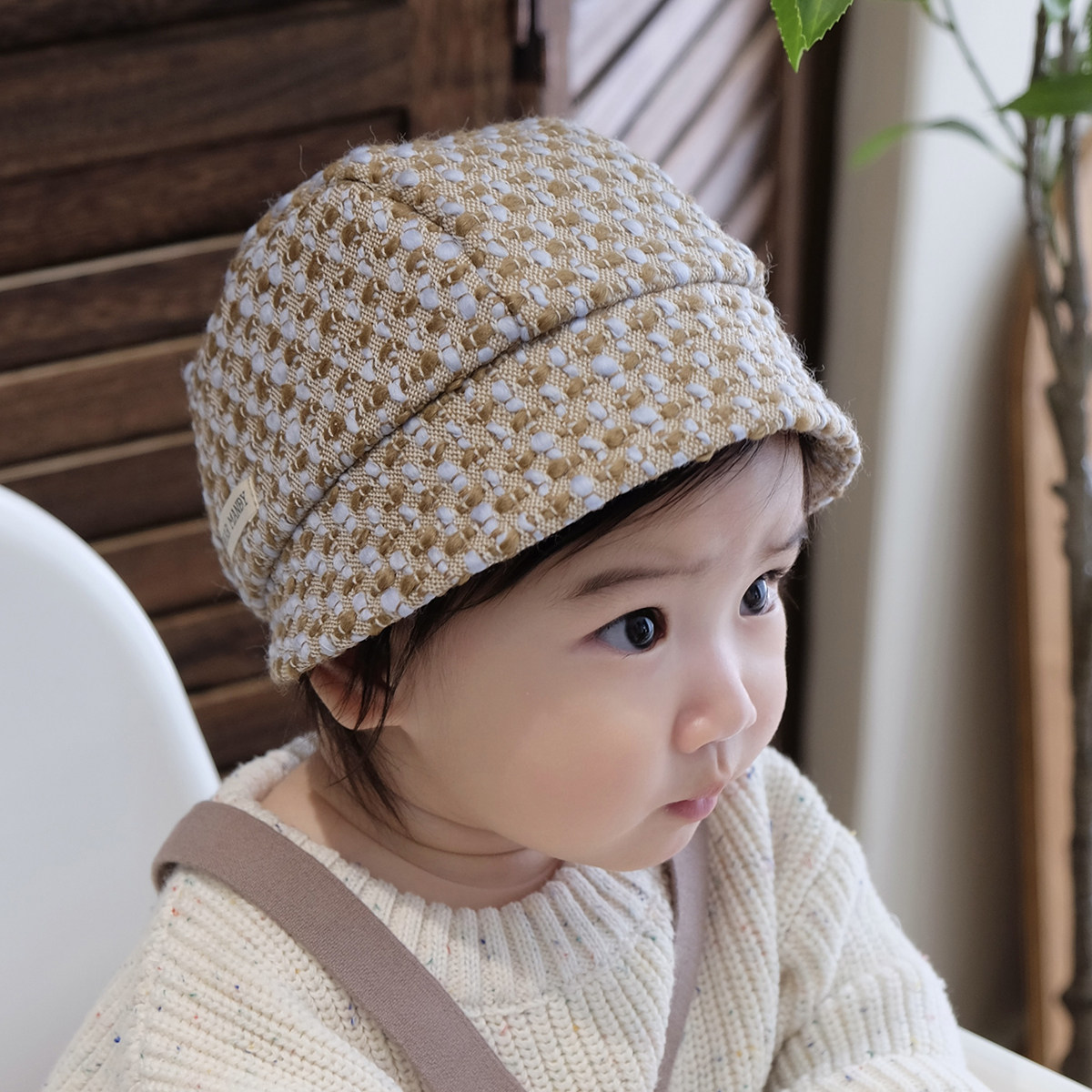 婴儿帽子秋冬小香风羊毛呢保暖防晒遮阳小月龄宝宝盆帽儿童渔夫帽