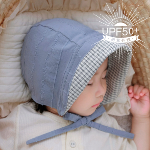 婴儿遮阳帽双面薄款 纯棉大檐防晒防紫外线男女宝宝儿童太阳帽夏季