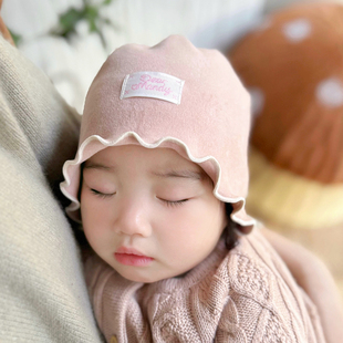 婴儿帽子舒绒棉加厚保暖无骨护囟门初生新生儿男女宝宝胎帽秋冬季