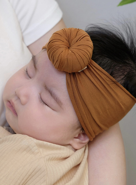 婴儿发带可爱甜甜圈莫代尔护囟门宽不勒头小月龄满月男女宝宝头饰