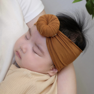 婴儿发带可爱甜甜圈莫代尔护囟门宽不勒头小月龄满月男女宝宝头饰