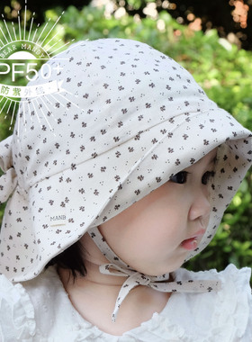 婴儿遮阳帽纯棉薄款大帽檐防晒可爱出游女宝宝儿童渔夫帽盆帽夏季