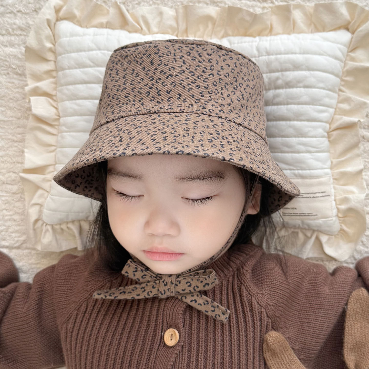 婴儿帽子春秋可爱豹纹大檐防晒保暖儿童男女宝宝遮阳帽渔夫帽冬季