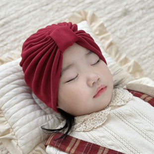 婴儿帽子ins方扣羊绒棉保暖小月龄新生儿男女宝宝护囟门胎帽秋冬