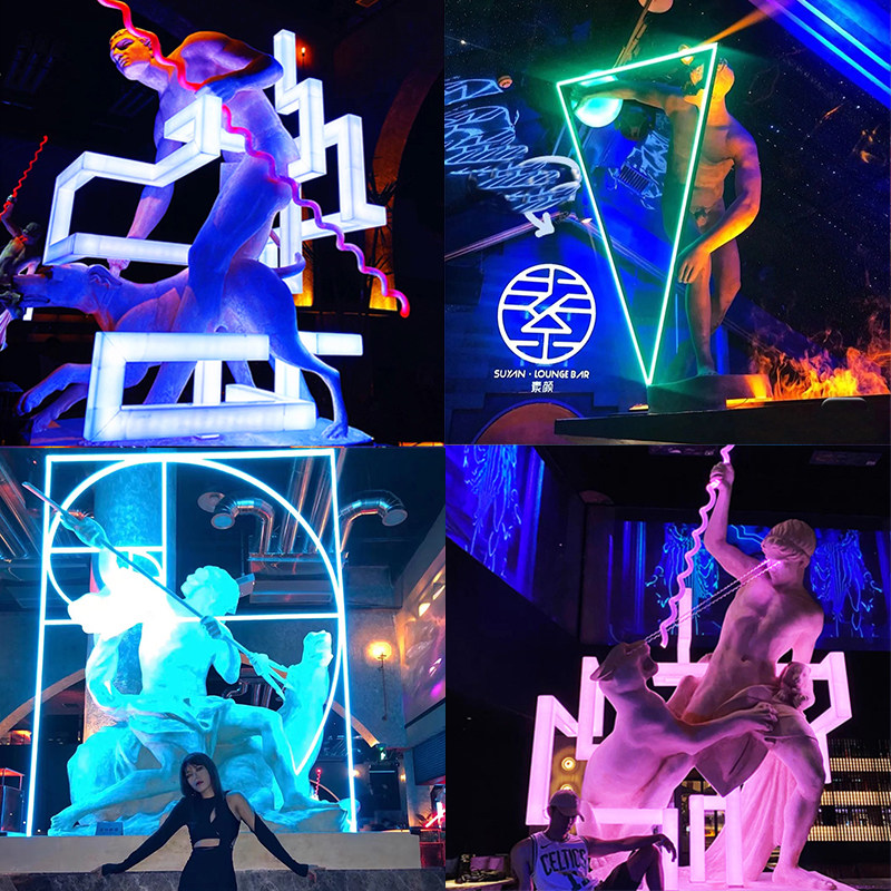 欧式发光人物玻璃钢雕塑会所酒店餐吧KTV酒吧大厅装饰落地摆件