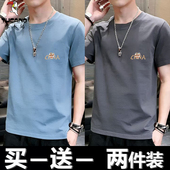 户外运动透气休闲体恤男装 啄木鸟夏季 半袖 t恤男宽松大码 纯棉短袖