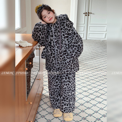 女童睡衣套装加绒双面绒家居服