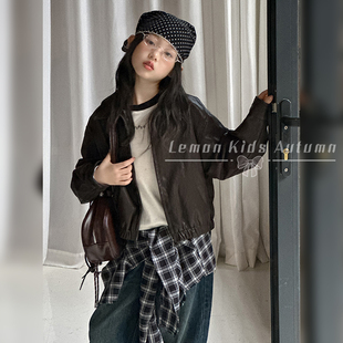 短款 女孩户外机车服上衣春秋儿童装 皮衣夹克 外套2025新款 女童秋装