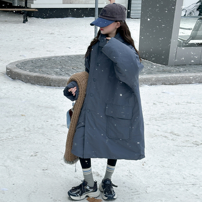 女童超好看棉服中长款风衣外套