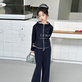 洋气女孩连帽外套上衣春秋儿童装 2025新款 运动两件套 秋装 女童套装