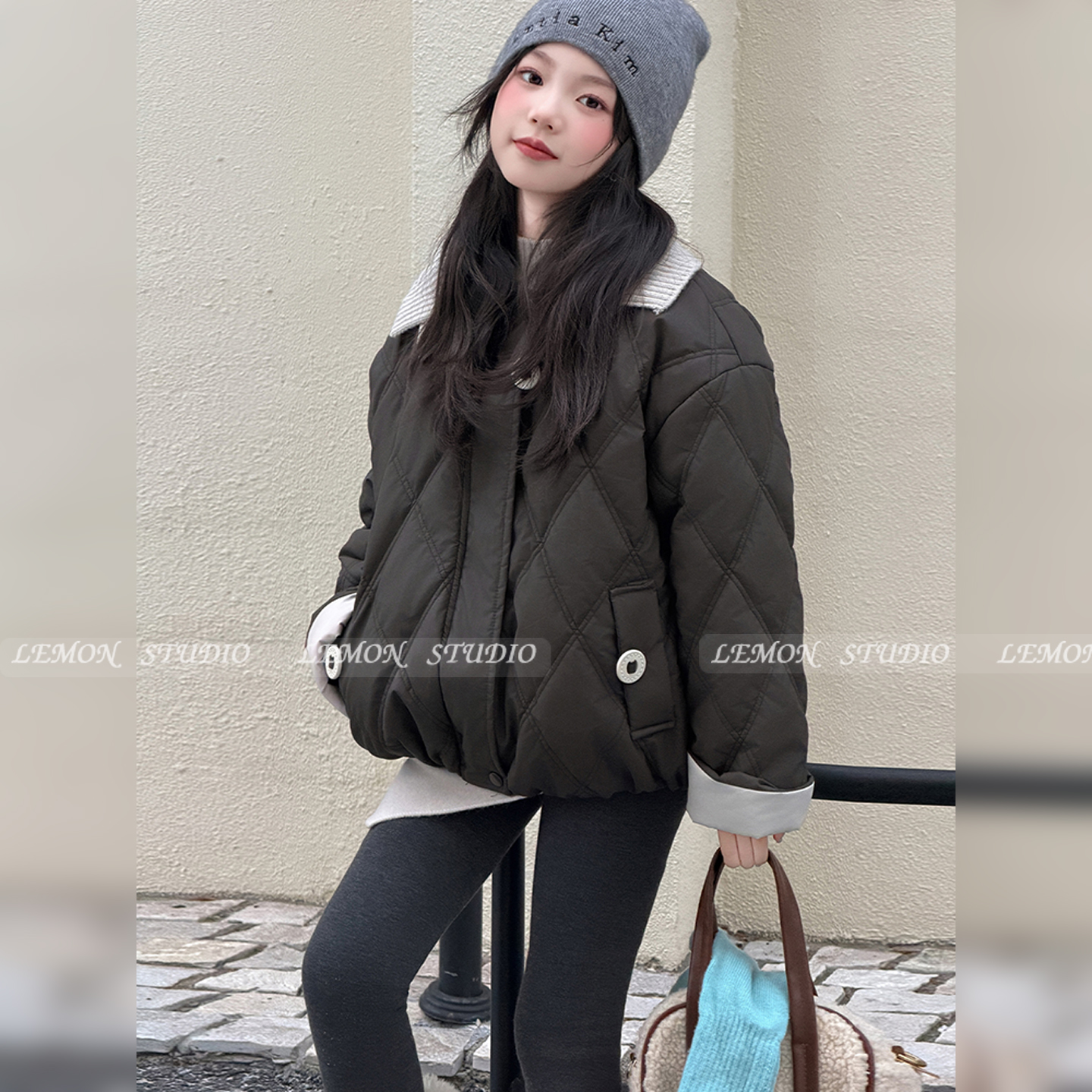 女童棉衣毛线翻领加厚棉服上衣