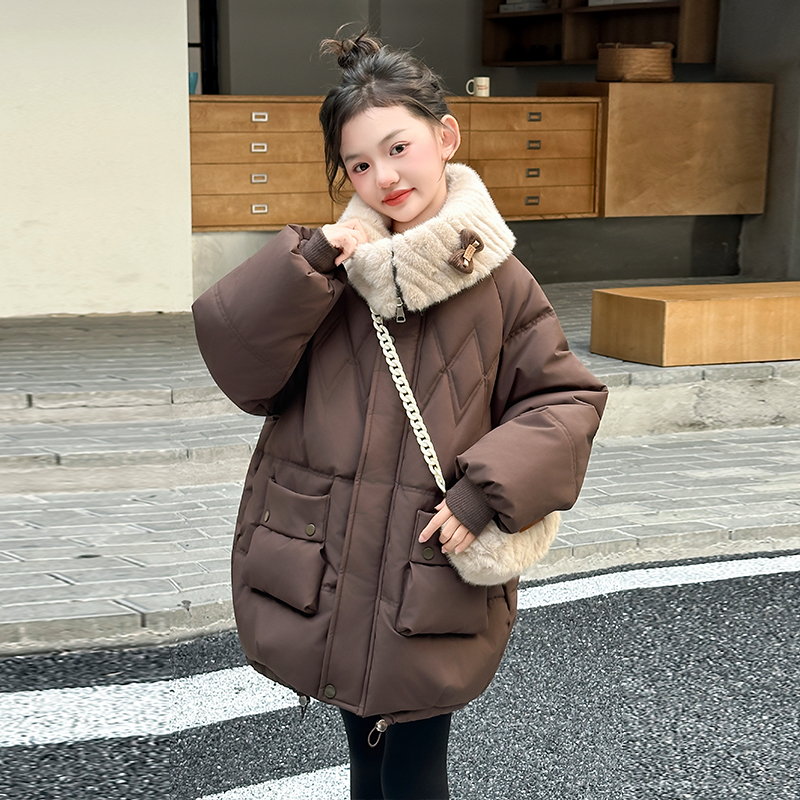 女童棉衣外套今年流行爆款中长款