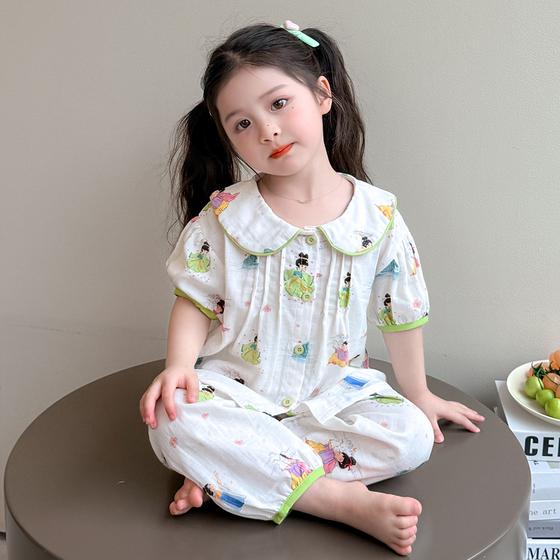 女童睡衣夏季薄款娃娃领家居服