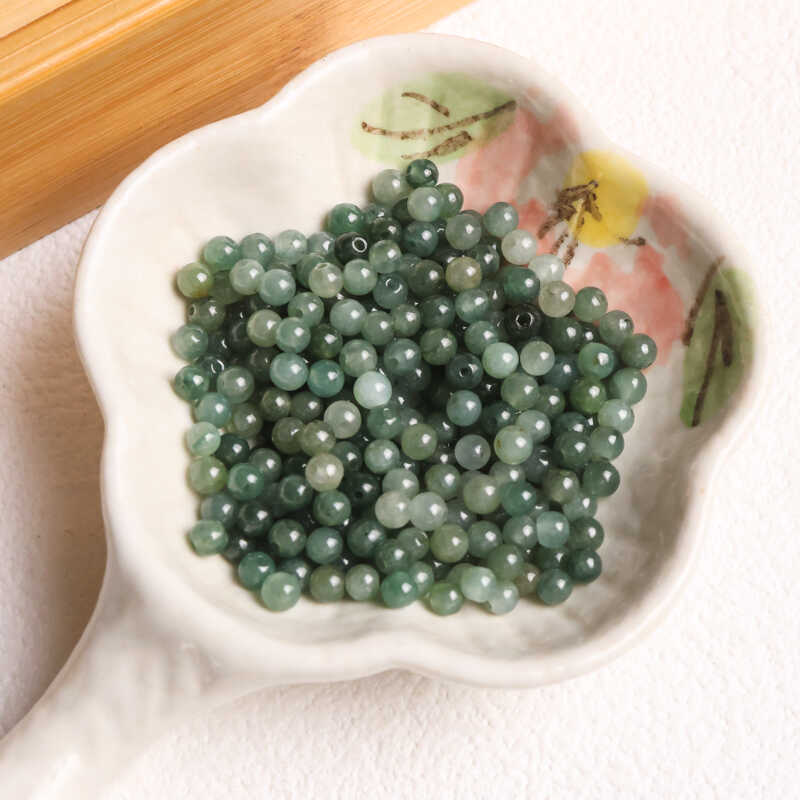 天然翡翠3.5mm油青小米珠