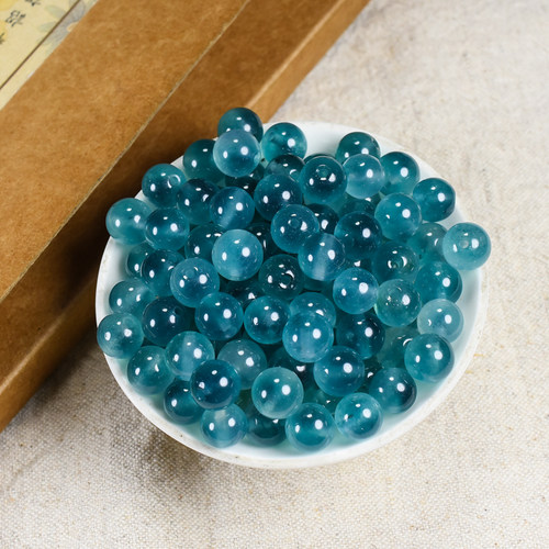 天然天青洞冰蓝色玉髓散珠DIY手工串珠手链手串饰品隔珠配件材料
